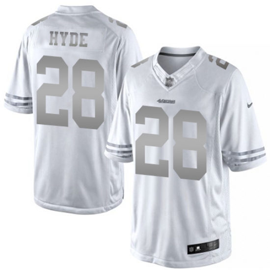 Men's Nike San Francisco 49ers 28 Carlos Hyde Limited White Platinum NFL Jersey
