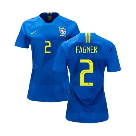 Women's Brazil 2 Fagner Away Soccer Country Jersey