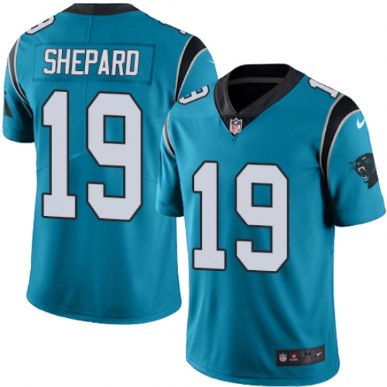 Men's Nike Carolina Panthers 19 Russell Shepard Limited Blue Rush Vapor Untouchable NFL Jersey