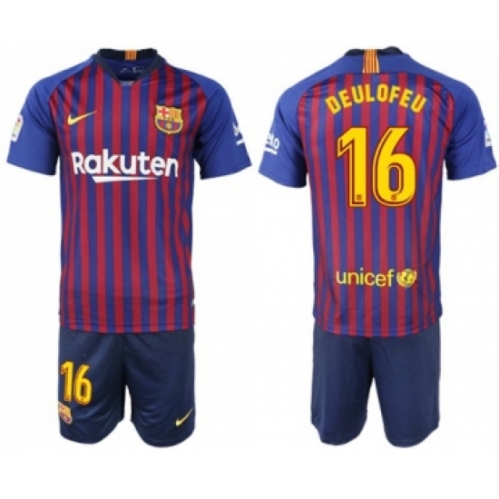 Barcelona 16 Deulofeu Home Soccer Club Jersey
