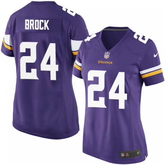 Women's Nike Minnesota Vikings 24 Tramaine Brock Game Purple Team Color NFL Jersey