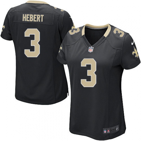 Women's Nike New Orleans Saints 3 Bobby Hebert Game Black Team Color NFL Jersey