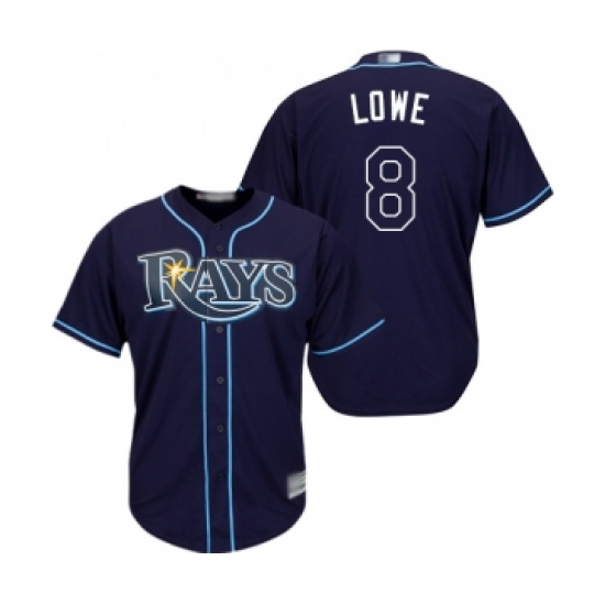 Men's Tampa Bay Rays 8 Brandon Lowe Replica Navy Blue Alternate Cool Base Baseball Jersey