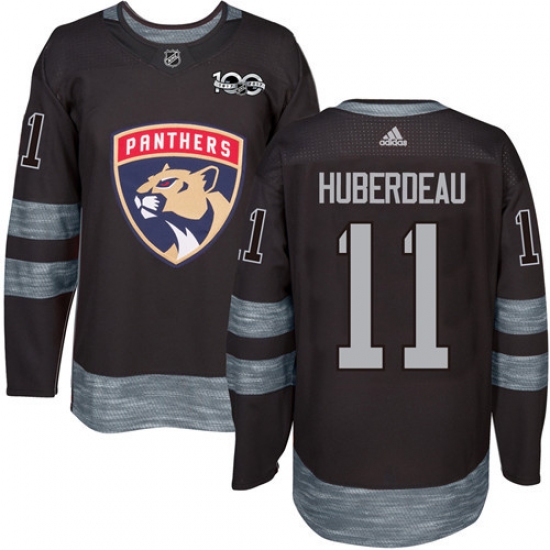 Men's Adidas Florida Panthers 11 Jonathan Huberdeau Premier Black 1917-2017 100th Anniversary NHL Jersey