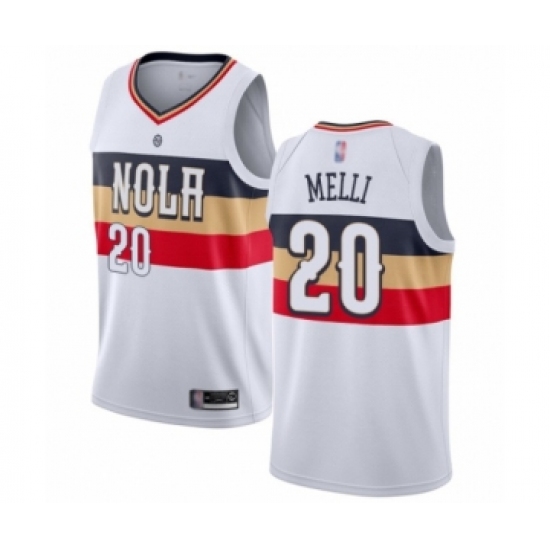 Men's New Orleans Pelicans 20 Nicolo Melli White Swingman Jersey - Earned Edition