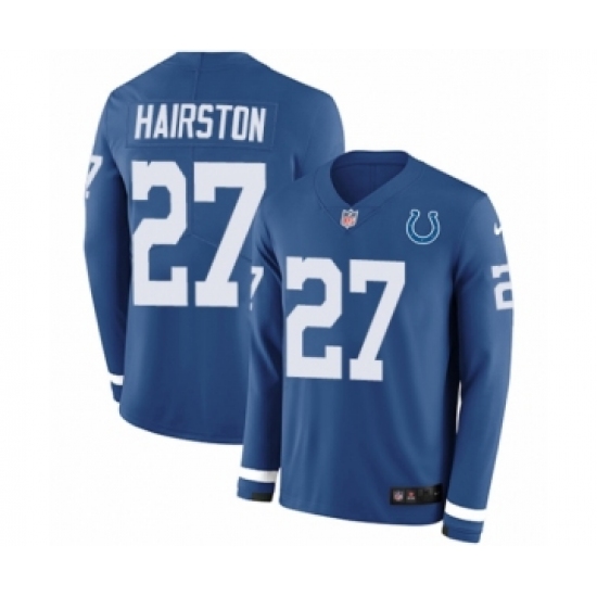 Youth Nike Indianapolis Colts 27 Nate Hairston Limited Blue Therma Long Sleeve NFL Jersey