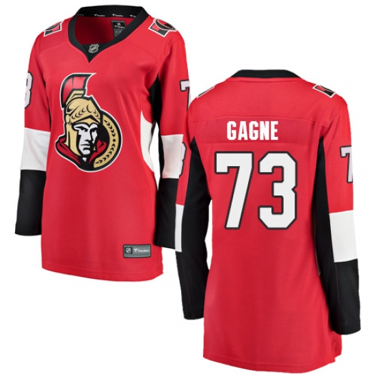 Women's Ottawa Senators 73 Gabriel Gagne Fanatics Branded Red Home Breakaway NHL Jersey