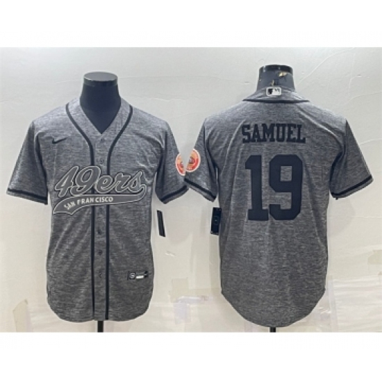 Men's San Francisco 49ers 19 Deebo Samuel Gray With Patch Cool Base Stitched Baseball Jersey