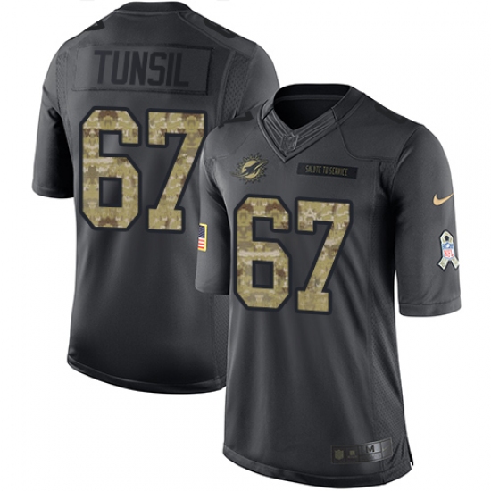 Men's Nike Miami Dolphins 67 Laremy Tunsil Limited Black 2016 Salute to Service NFL Jersey