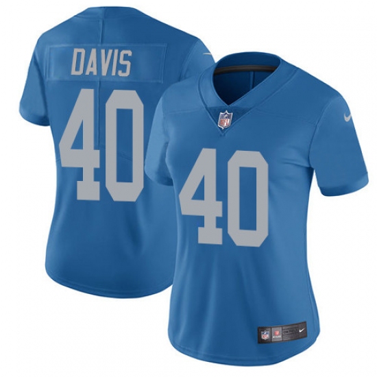 Women's Nike Detroit Lions 40 Jarrad Davis Elite Blue Alternate NFL Jersey