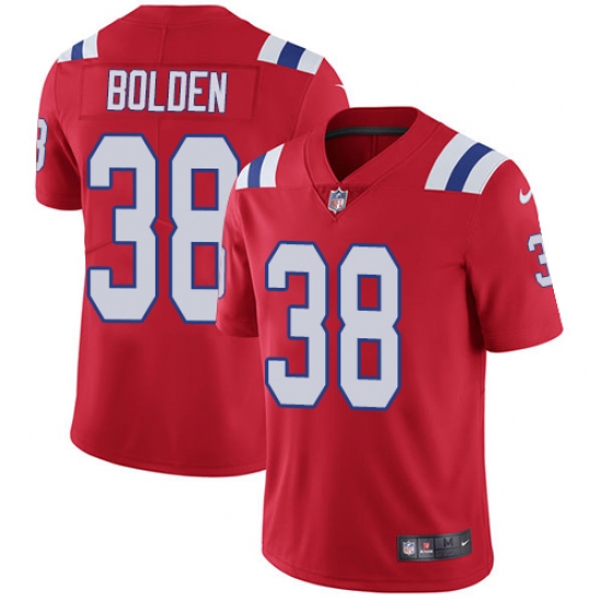 Men's Nike New England Patriots 38 Brandon Bolden Red Alternate Vapor Untouchable Limited Player NFL Jersey