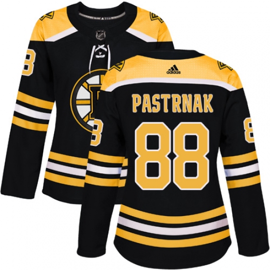 Women's Adidas Boston Bruins 88 David Pastrnak Authentic Black Home NHL Jersey