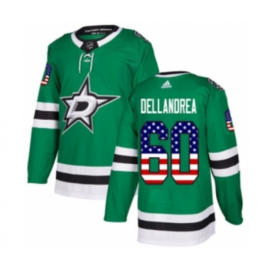 Men's Adidas Dallas Stars 60 Ty Dellandrea Authentic Green USA Flag Fashion NHL Jersey