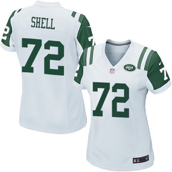 Women's Nike New York Jets 72 Brandon Shell Game White NFL Jersey