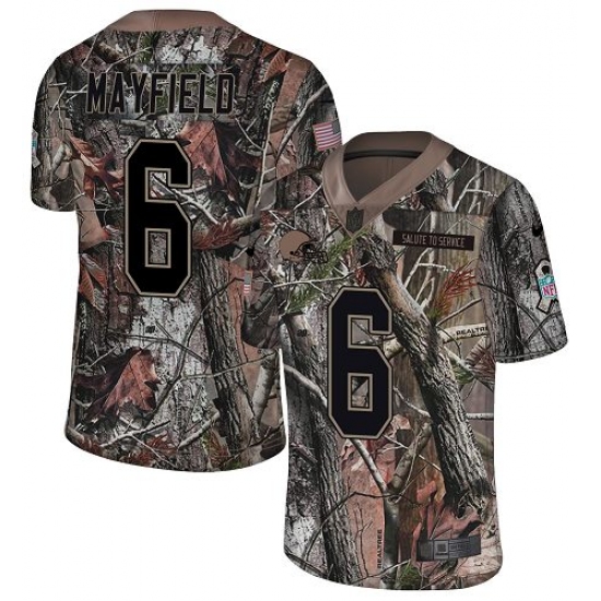 Youth Nike Cleveland Browns 6 Baker Mayfield Limited Camo Rush Realtree NFL Jersey