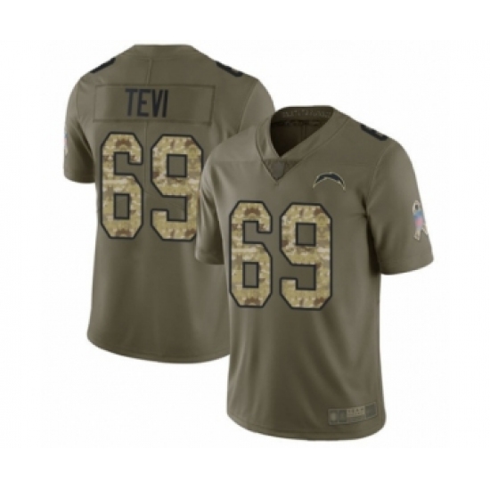 Men's Los Angeles Chargers 69 Sam Tevi Limited Olive Camo 2017 Salute to Service Football Jersey