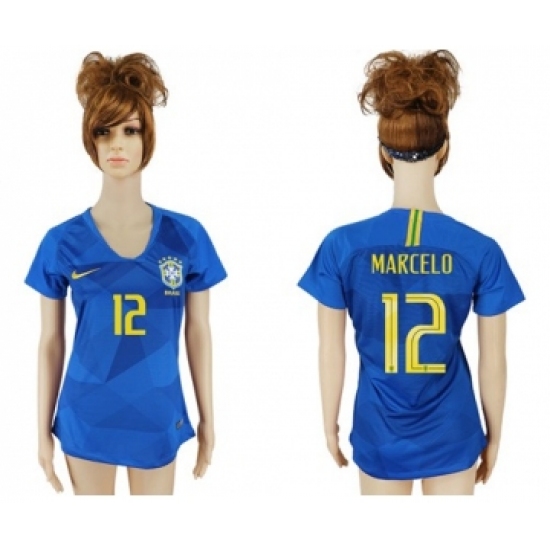 Women's Brazil 12 Marcelo Away Soccer Country Jersey