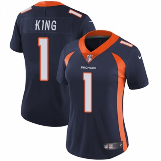 Women's Nike Denver Broncos 1 Marquette King Navy Blue Alternate Vapor Untouchable Elite Player NFL Jersey