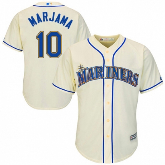 Youth Majestic Seattle Mariners 10 Mike Marjama Authentic Cream Alternate Cool Base MLB Jersey
