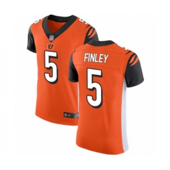 Men's Cincinnati Bengals 5 Ryan Finley Orange Alternate Vapor Untouchable Elite Player Football Jersey
