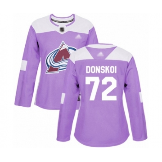 Women's Colorado Avalanche 72 Joonas Donskoi Authentic Purple Fights Cancer Practice Hockey Jersey