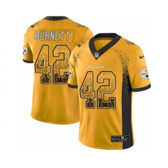 Men's Nike Pittsburgh Steelers 42 Morgan Burnett Limited Gold Rush Drift Fashion NFL Jersey