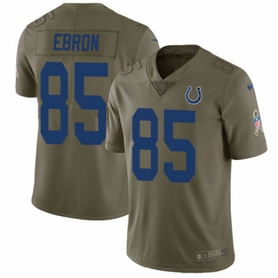 Men's Nike Indianapolis Colts 85 Eric Ebron Limited Olive 2017 Salute to Service NFL Jersey