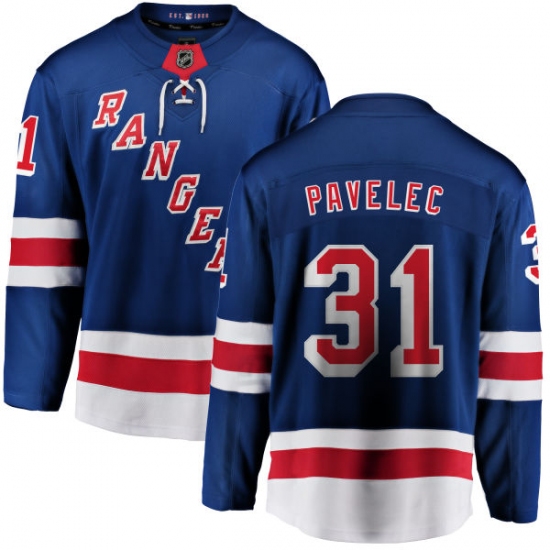 Youth New York Rangers 31 Ondrej Pavelec Fanatics Branded Royal Blue Home Breakaway NHL Jersey