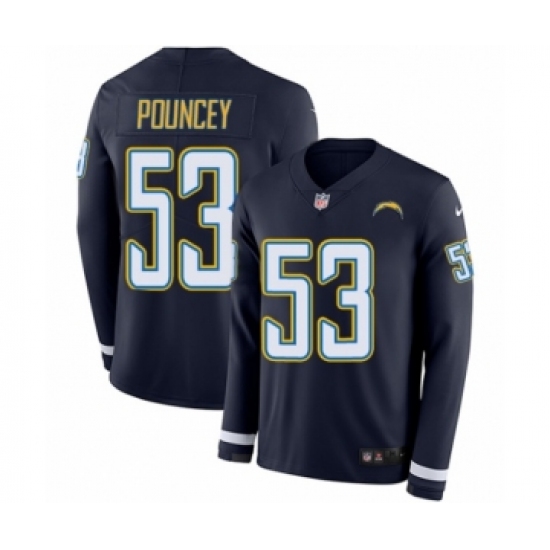 Youth Nike Los Angeles Chargers 53 Mike Pouncey Limited Navy Blue Therma Long Sleeve NFL Jersey