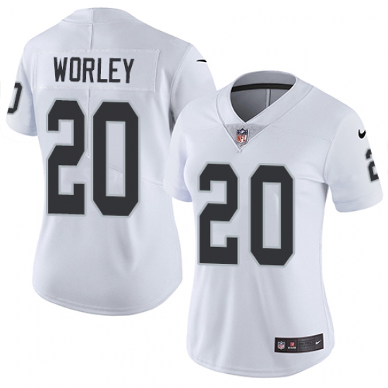 Women's Nike Oakland Raiders 20 Daryl Worley White Vapor Untouchable Limited Player NFL Jersey