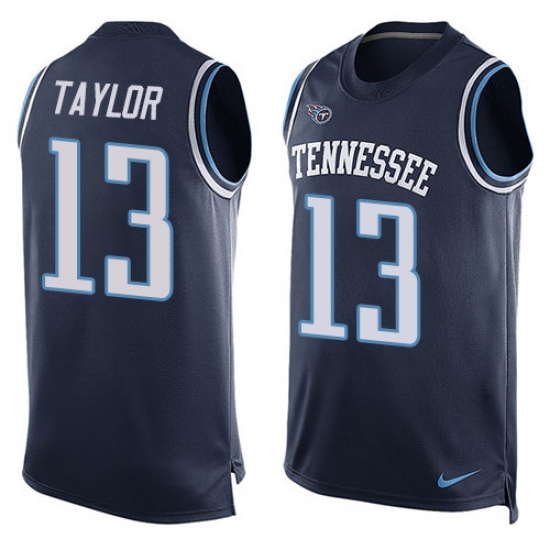 Men's Nike Tennessee Titans 13 Taywan Taylor Limited Navy Blue Player Name & Number Tank Top Tank Top NFL Jersey