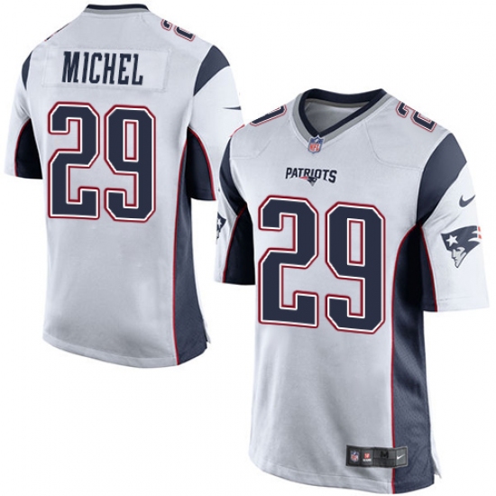 Men's Nike New England Patriots 29 Sony Michel Game White NFL Jersey