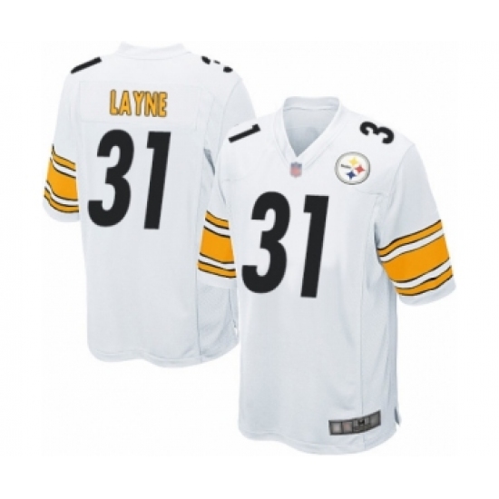 Men's Pittsburgh Steelers 31 Justin Layne Game White Football Jersey