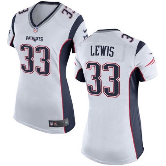 Women's Nike New England Patriots 33 Dion Lewis Game White NFL Jersey