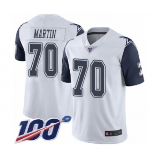 Men's Dallas Cowboys 70 Zack Martin Limited White Rush Vapor Untouchable 100th Season Football Jersey
