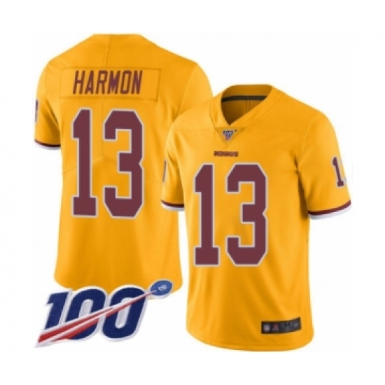 Youth Washington Redskins 13 Kelvin Harmon Limited Gold Rush Vapor Untouchable 100th Season Football Jersey