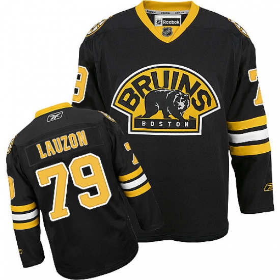 Women's Reebok Boston Bruins 79 Jeremy Lauzon Authentic Black Third NHL Jersey