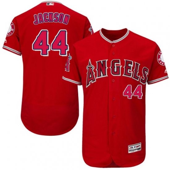 Men's Majestic Los Angeles Angels of Anaheim 44 Reggie Jackson Authentic Red Alternate Cool Base MLB Jersey