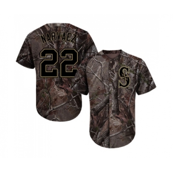 Men's Seattle Mariners 22 Omar Narvaez Authentic Camo Realtree Collection Flex Base Baseball Jersey