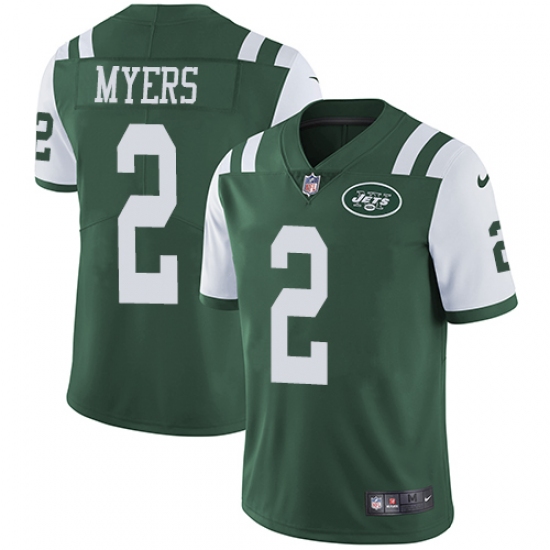 Men's Nike New York Jets 2 Jason Myers Green Team Color Vapor Untouchable Limited Player NFL Jersey