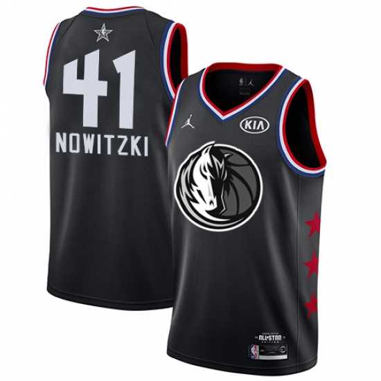 Men's Nike Dallas Mavericks 41 Dirk Nowitzki Black NBA Jordan Swingman 2019 All-Star Game Jersey