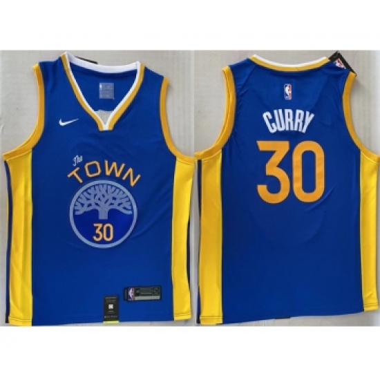 Men's Golden State Warriors 30 Stephen Curry Royal Stitched Jersey