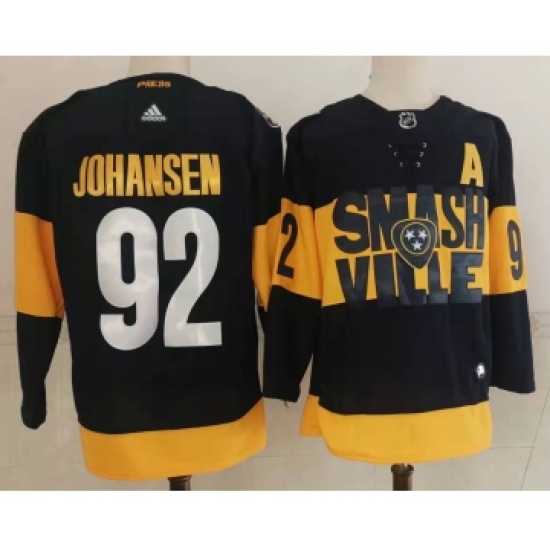 Men's Nashville Predators 92 Ryan Johansen Black 2022 Stadium Series adidas Stitched NHL Jersey