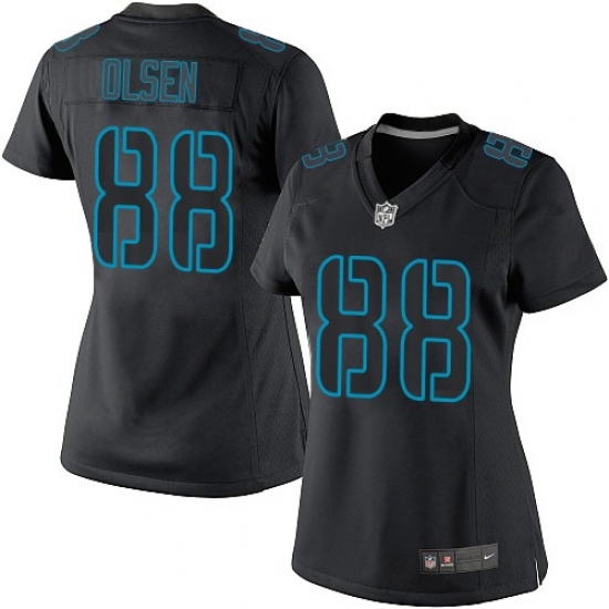 Women's Nike Carolina Panthers 88 Greg Olsen Limited Black Impact NFL Jersey