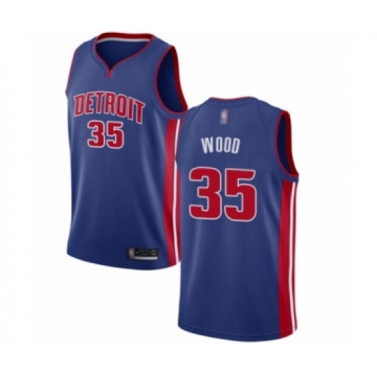 Women's Detroit Pistons 35 Christian Wood Authentic Royal Blue Basketball Jersey - Icon Edition