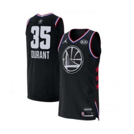 Men's Jordan Golden State Warriors 35 Kevin Durant Authentic Black 2019 All-Star Game Basketball Jersey