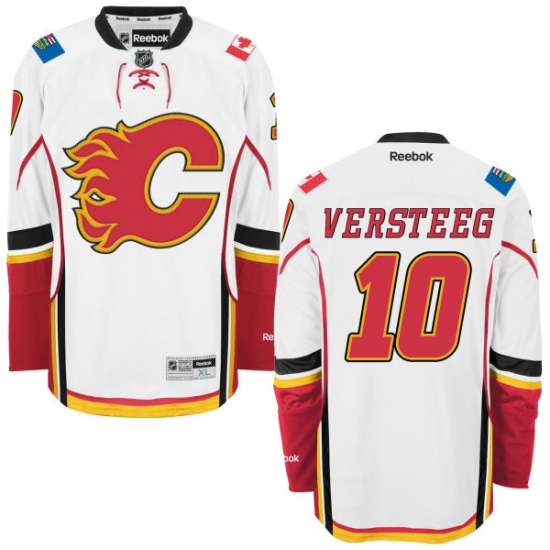 Men's Reebok Calgary Flames 10 Kris Versteeg Authentic White Away NHL Jersey