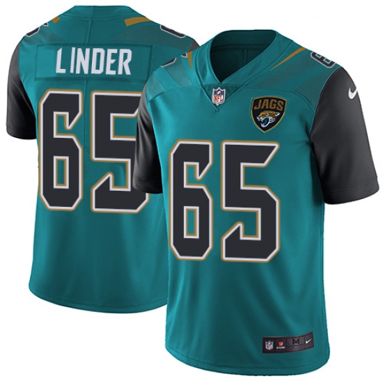Men's Nike Jacksonville Jaguars 65 Brandon Linder Teal Green Team Color Vapor Untouchable Limited Player NFL Jersey