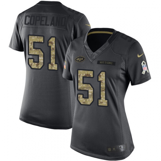 Women Nike New York Jets 51 Brandon Copeland Limited Black 2016 Salute to Service NFL Jersey