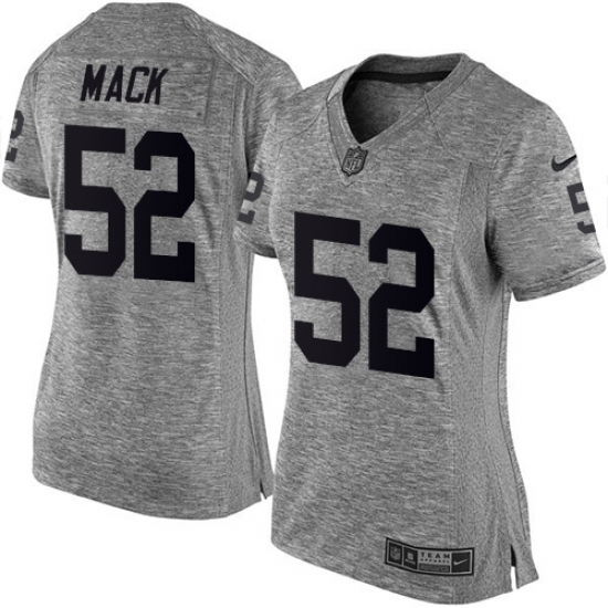 Women's Nike Oakland Raiders 52 Khalil Mack Limited Gray Gridiron NFL Jersey